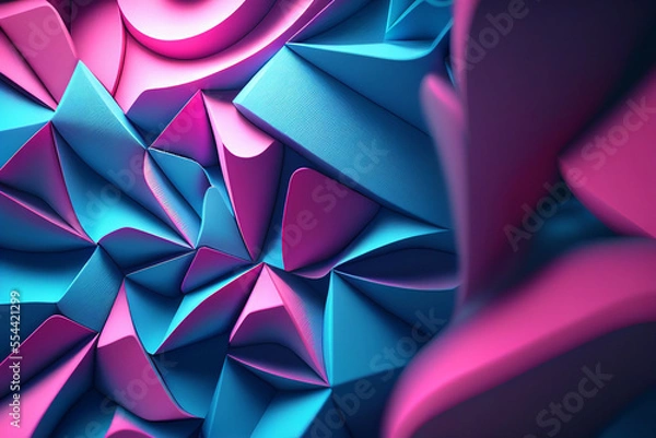 Obraz Modern wallpaper abstract with pink blue. 3d rendering of purple and blue abstract geometric background. Scene for advertising, technology, showcase, banner, cosmetic, fashion, business, presentation.
