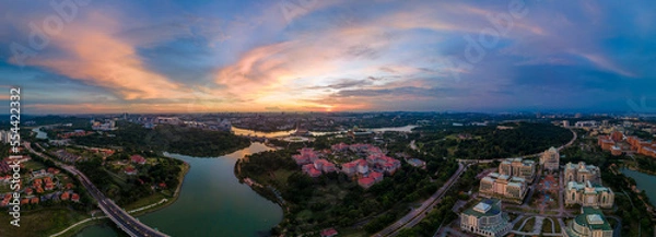 Obraz 180 degree Aerial Panorama view of Putrajaya City