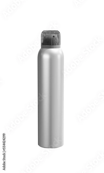 Fototapeta mock up of aluminum spray can ON ISOLATED WHITE, 3D RENDERING OF SPRAY BOTTLE PNG TRANSPARENT BACKGROUND