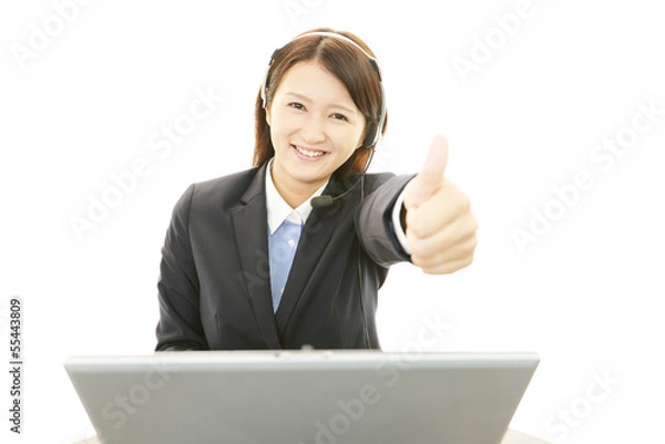 Fototapeta ガッツポーズのオペレーター