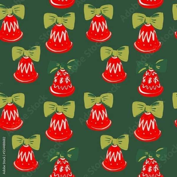 Obraz Winter seamless pattern with bells.