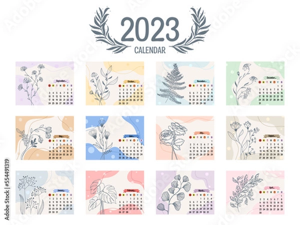 Obraz Calendar 2023 vector collection design template 