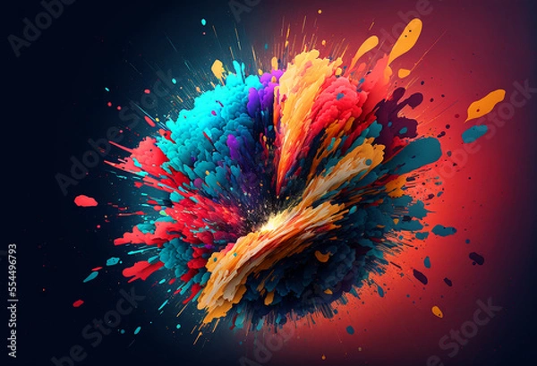 Fototapeta abstract bright colors exploding. Generative AI