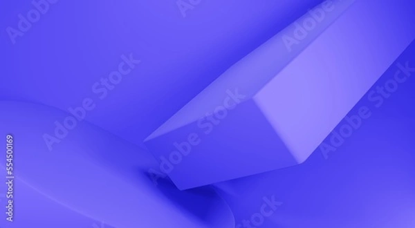 Obraz 3d render, abstract shapes background, blue object and blue background, geometry design.