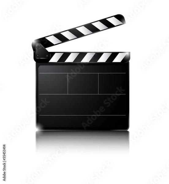 Fototapeta Clapper board isolated on white background