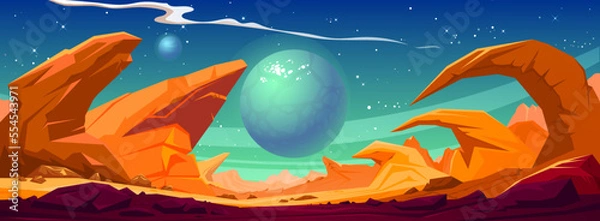 Obraz Hand drawn vector space landscape with planets drawn by hand.