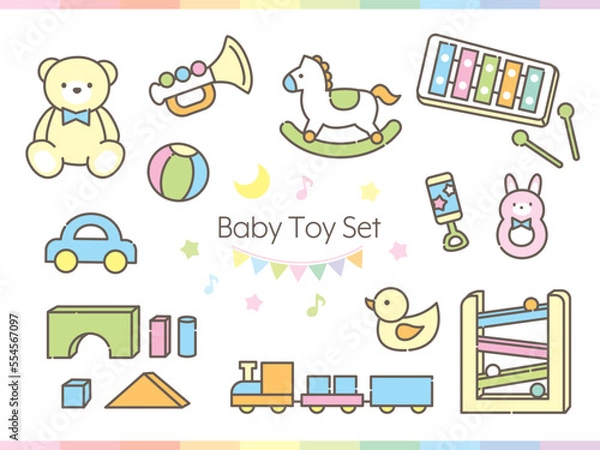 Obraz 赤ちゃん用のおもちゃのイラスト素材セット