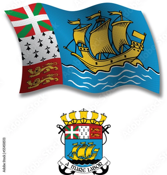 Obraz saint pierre and miquelon textured wavy flag vector