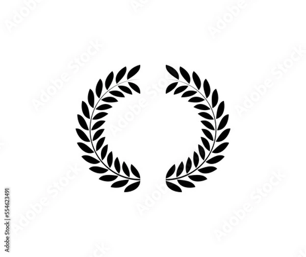 Obraz Laurel circle wreath. Branch greek olive oak wheat leaves
