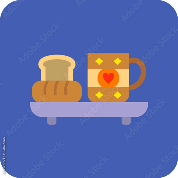 Fototapeta Breakfast Multicolor Round Corner Flat Icon