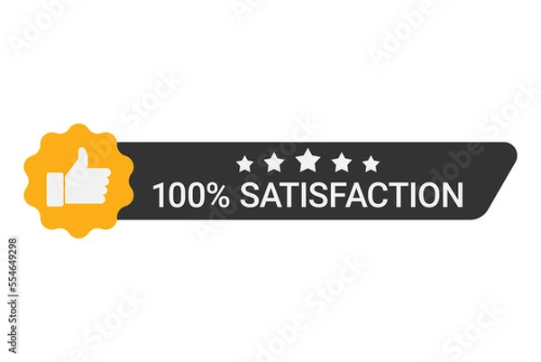 Obraz 100 satisfaction label with five stars thumbs up