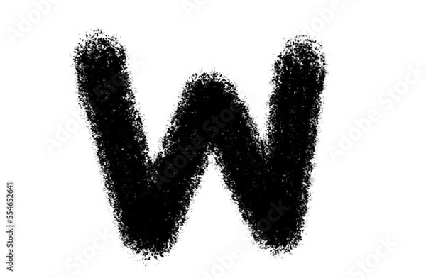 Fototapeta Black font of the brush. Letters W abstract text. Isolated white letters on white background.
