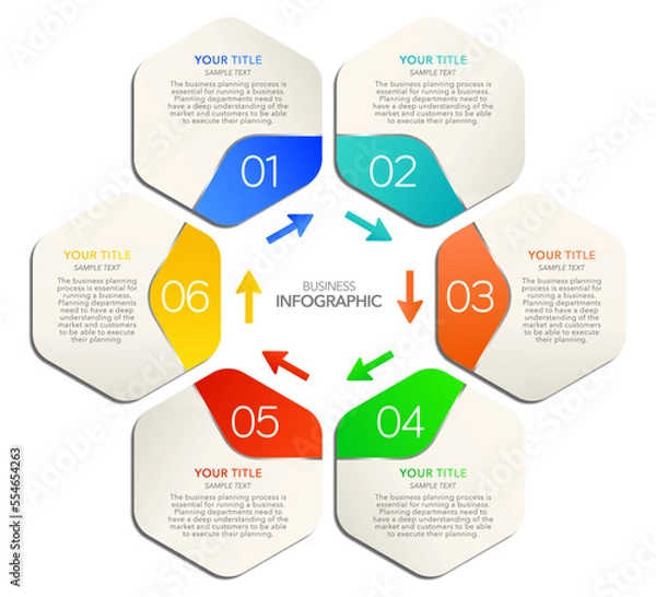 Fototapeta Infographic Business process options or steps , colorful icons ,vector infographic template.stock Vector illustration