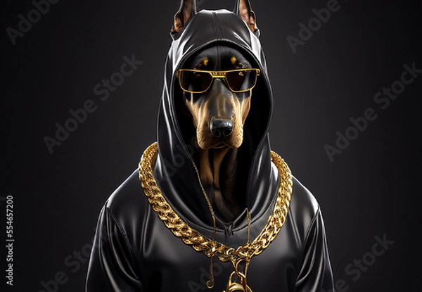 Fototapeta Cool dog Gangsta rapper in sunglasses. sketch art for artist creativity and inspiration. generative AI