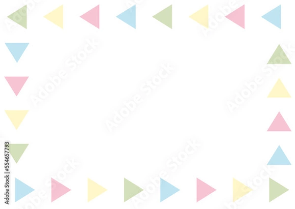 Fototapeta カラフルなかわいい三角のフレーム長方形