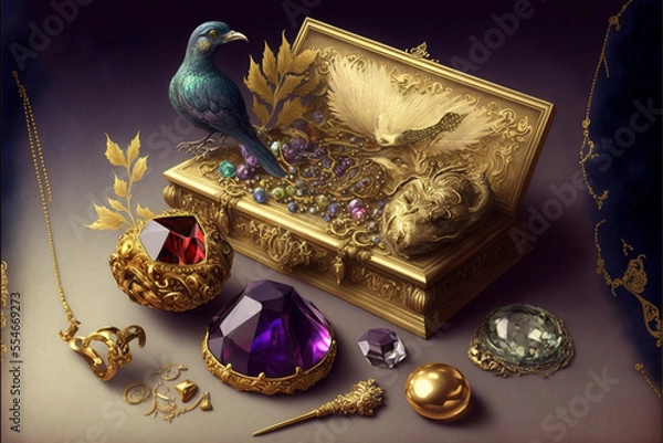 Obraz ゴールドや宝石などのお宝　Generative AI