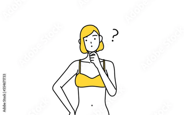 Fototapeta 疑問を持つ下着姿の女性、脱毛やエステサロンのイメージ