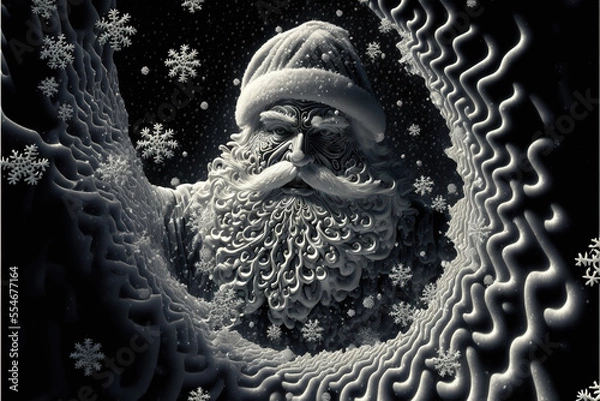 Fototapeta Santa covered with snow fractals Generative AI