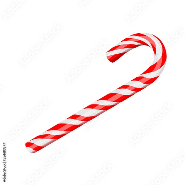 Fototapeta Christmas candy cane. Santa's stripes cane. Sticker in cartoon style with contour. Vector illustration.