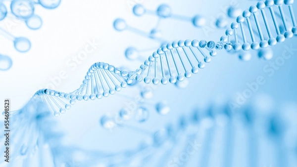 Fototapeta 3D rendering of molecular structure background of Biotechnology