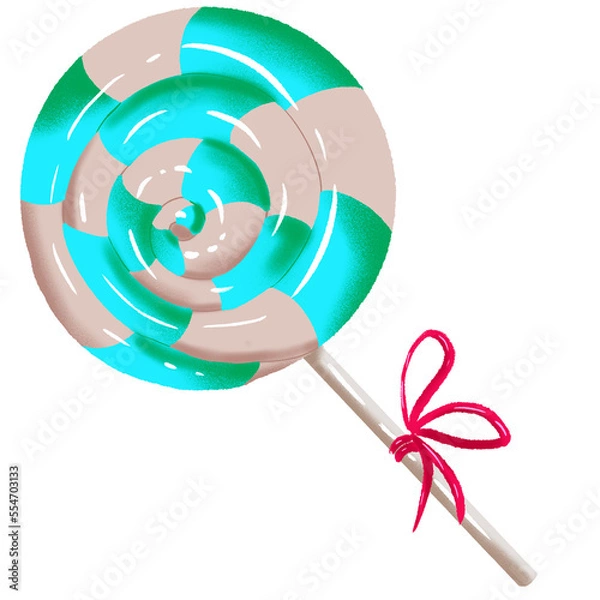 Fototapeta Christmas round candy. Striped mints without wrapper.