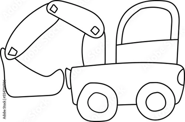 Fototapeta black vector contour excavator machine