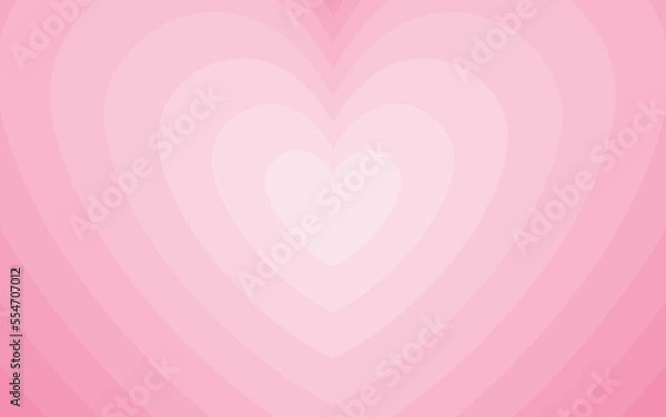Fototapeta Tunnel of Concentric hearts. Romantic cute background. Pink aesthetic hearts backdrop. Vector illustration