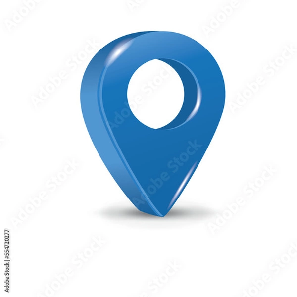 Fototapeta Blue 3d pointer of map isolated on a white background