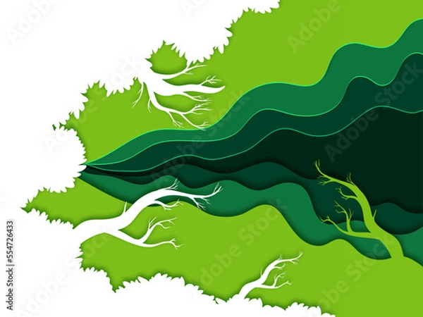 Fototapeta 3D Dark midnight environmental ecology carving art background. Vector illustration for Greeting, Invitations, Flyers and posters.