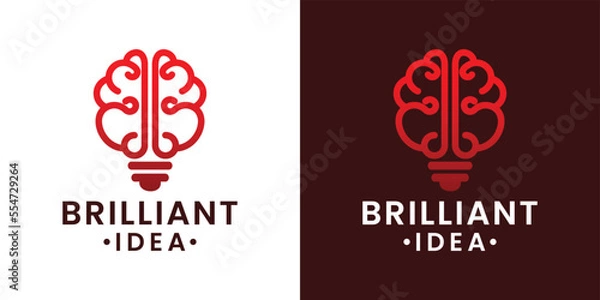 Obraz light bulb with brain logo design ideas