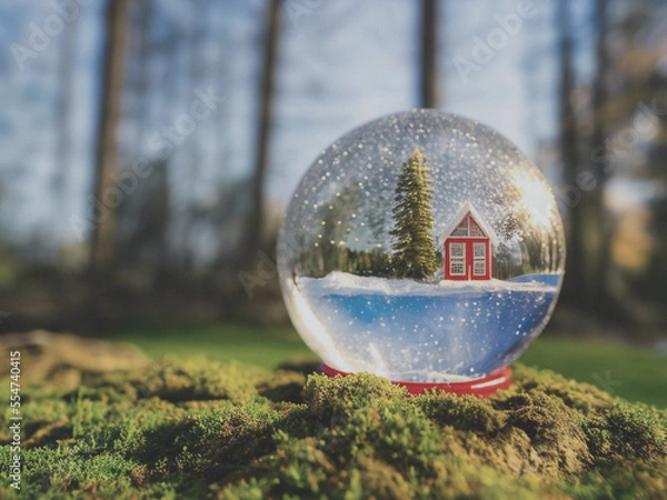 Obraz barn house snow globe