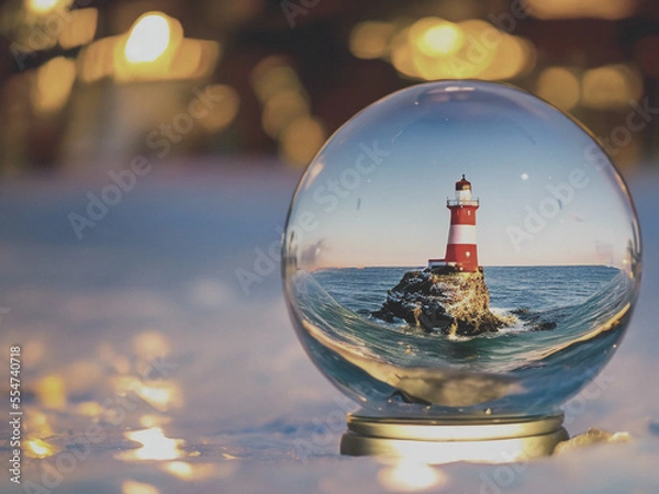 Obraz lighthouse snow globe