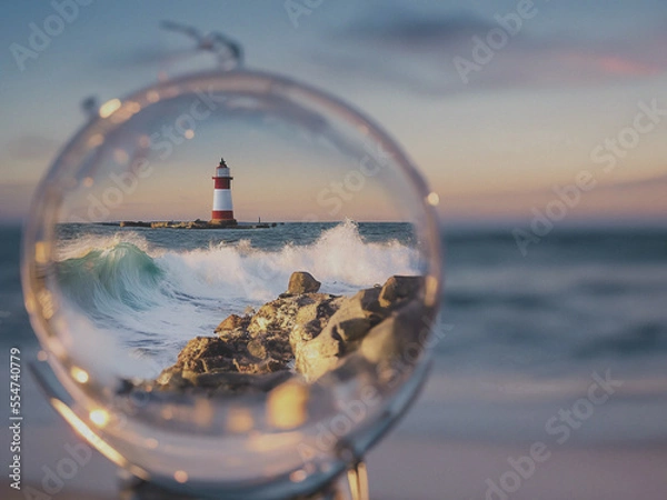Obraz lighthouse snow globe