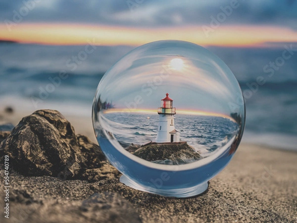 Obraz lighthouse snow globe