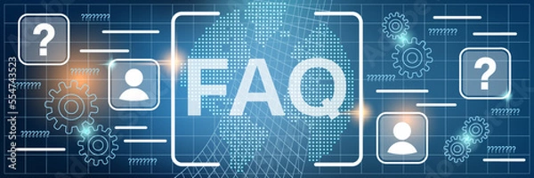 Fototapeta FAQ, user guide, tutorial vector concept illustration. Web banner, header design template