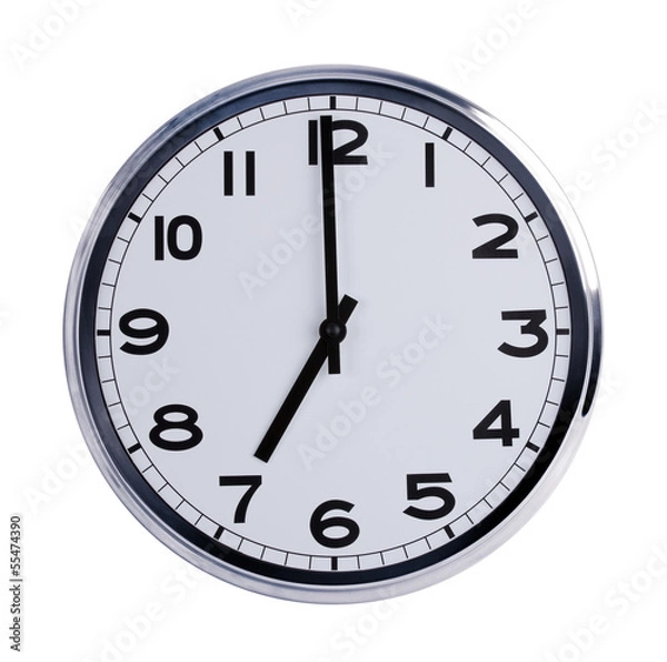 Obraz Round office clock shows seven o'clock