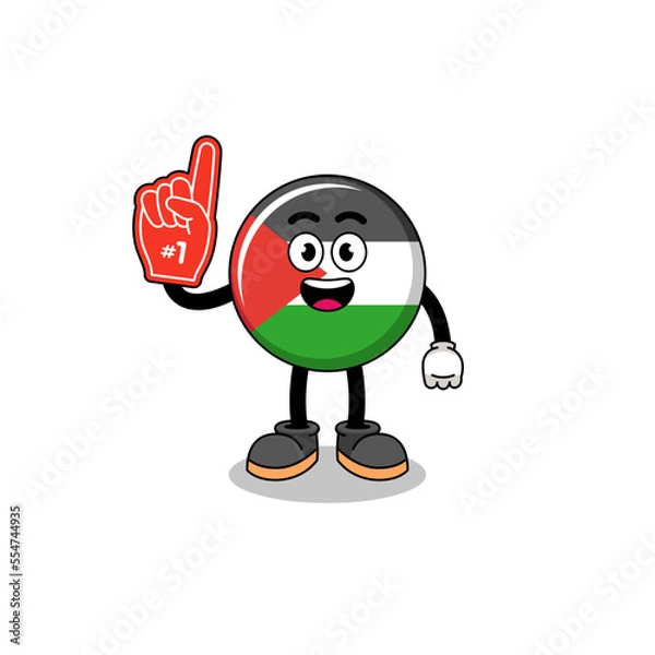 Obraz Cartoon mascot of palestine flag number 1 fans
