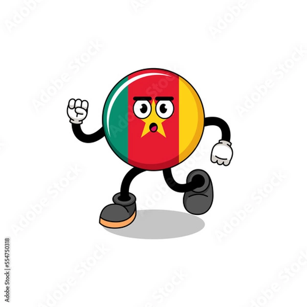 Obraz running cameroon flag mascot illustration