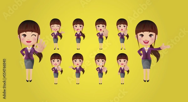 Fototapeta People with different poses. vector