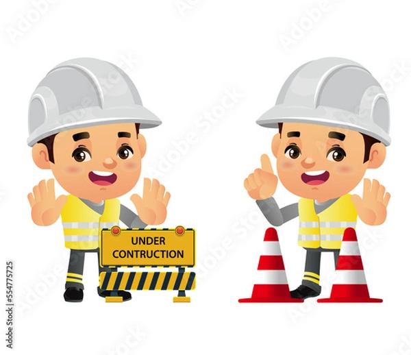 Fototapeta construction worker with different poses
