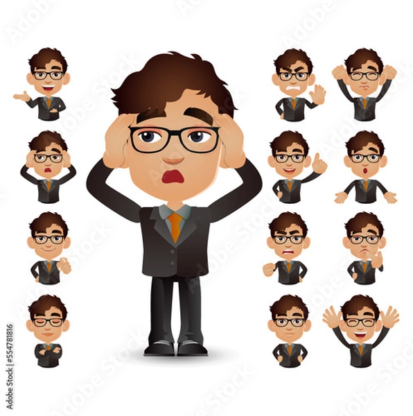Fototapeta Cute Set - Set of business people with different emotion