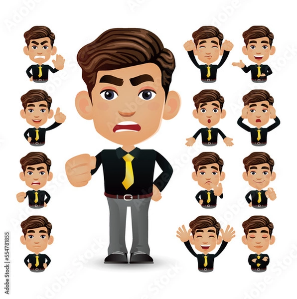 Fototapeta Cute Set - Set of business people with different emotion