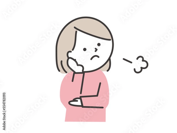 Fototapeta 頬に手をあててため息をつく若い女性