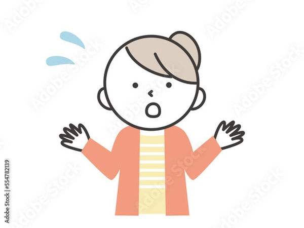 Fototapeta 汗をかいて慌てる若い女性