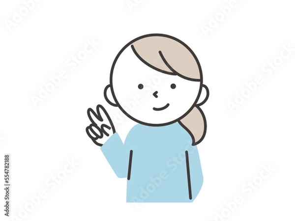 Fototapeta ピースサインをする若い女性