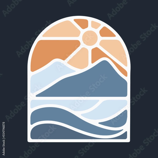 Obraz Mountains and summer graphic illustration vector art t-shirt design