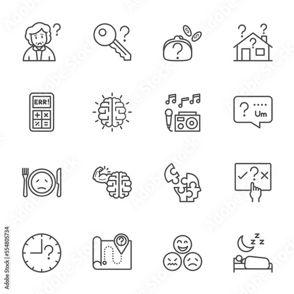 Fototapeta Alzheimer's Disease, Vector thin line icons set