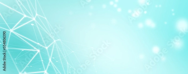 Fototapeta Panoramic abstract dot and triangle connection background., The world is connect and smaller concept, Digital futuristic Earth minimalism background