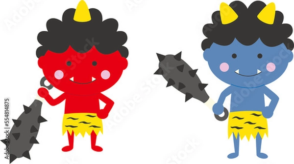 Obraz かわいい赤鬼・青鬼イラスト