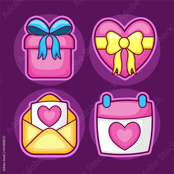 Fototapeta Happy valentines day icons collection